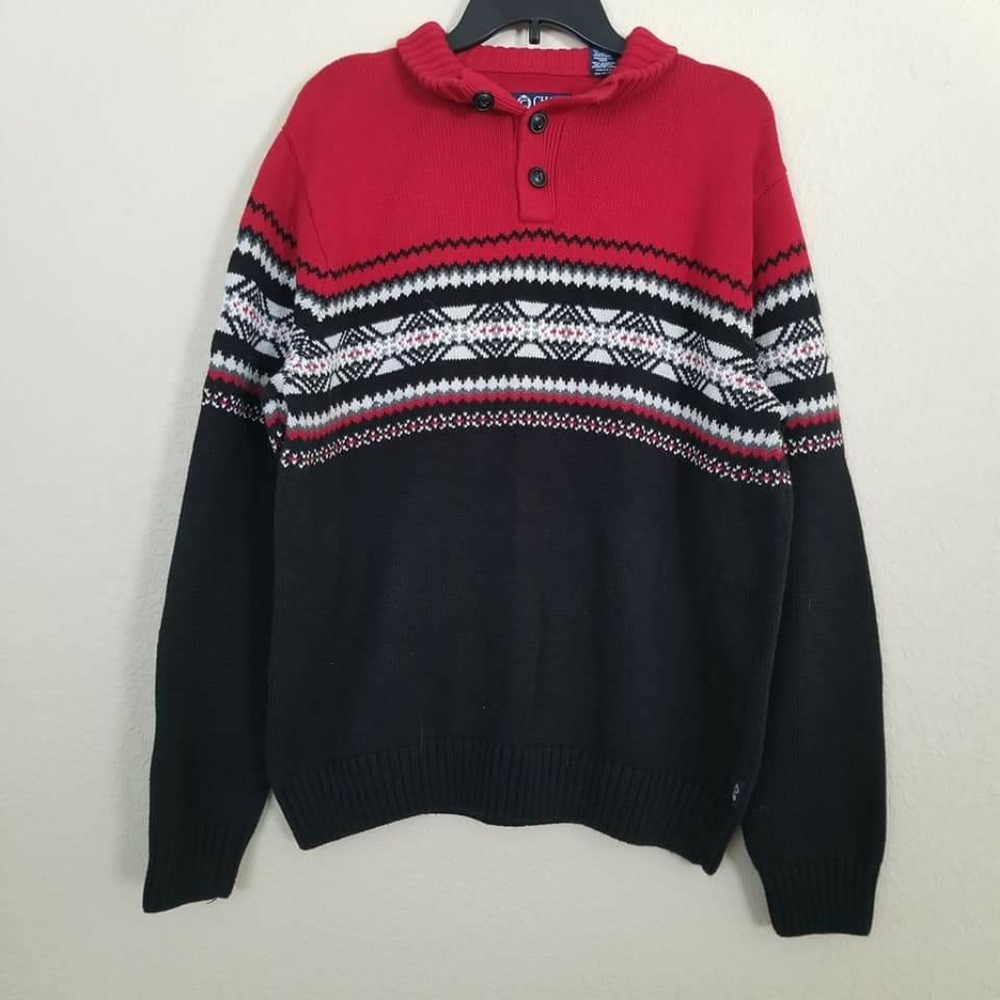 Chaps Pullover Sweater Button Mock Neck - image 5
